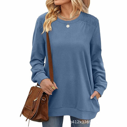 Effortless Style: Long Sleeve Pullover Sweatshirt with Pockets | Marvis - Marvis