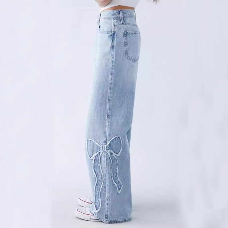 Hot Girl Vibes - Embroidered Butterfly Baggy Jeans | Marvis - Marvis