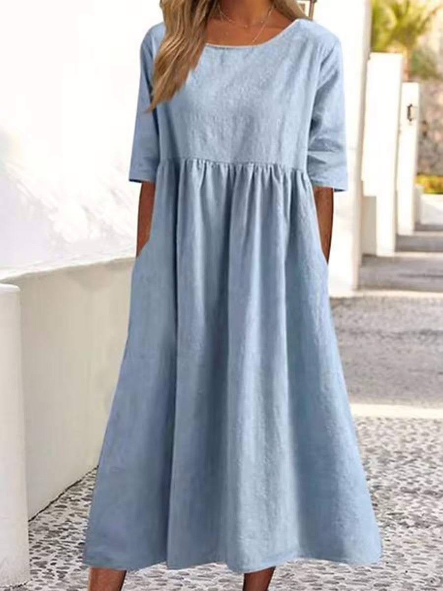 Effortless Charm: Cotton Linen Pocket Dress for Every Occasion | Marvis - Marvis