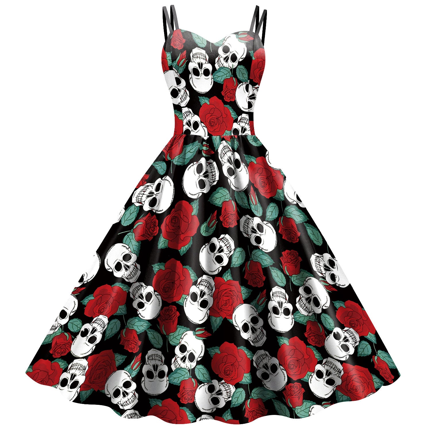 Skull Chic: Halloween Skeleton Print Dress for Fierce Fashionistas | Marvis - Marvis