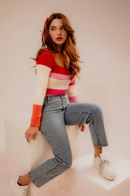 Color Block Stripe Knit Top: Bold & Cozy | Marvis - Marvis