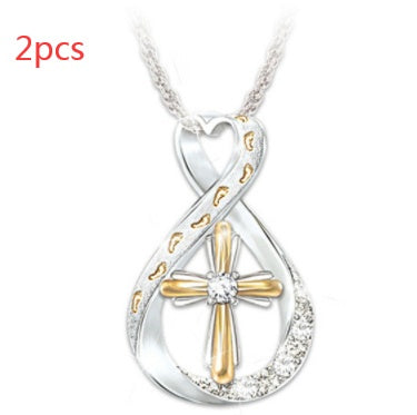 Cross Footprint Diamond Pendant - Two-Tone Elegance | Marvis