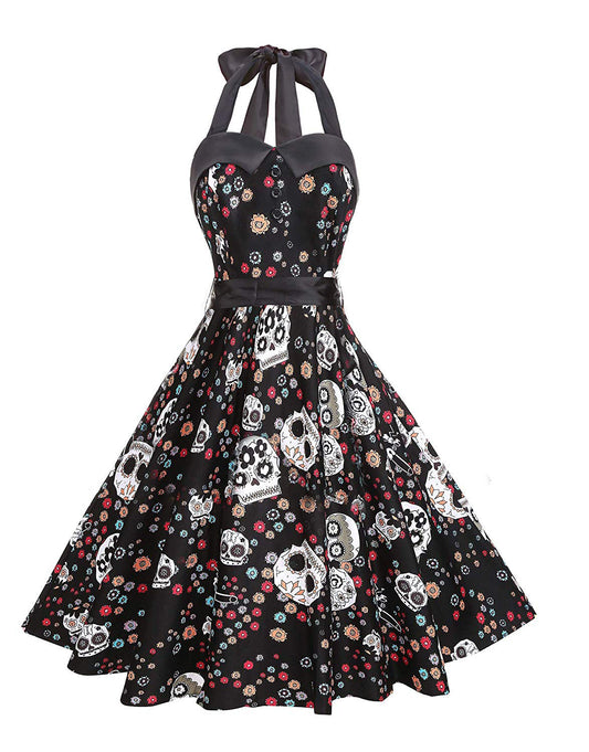 Spooky Chic Halter Swing Dress – Perfect for Halloween & Easter | Marvis - Marvis