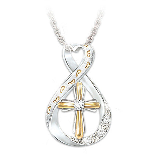 Cross Footprint Diamond Pendant - Two-Tone Elegance | Marvis