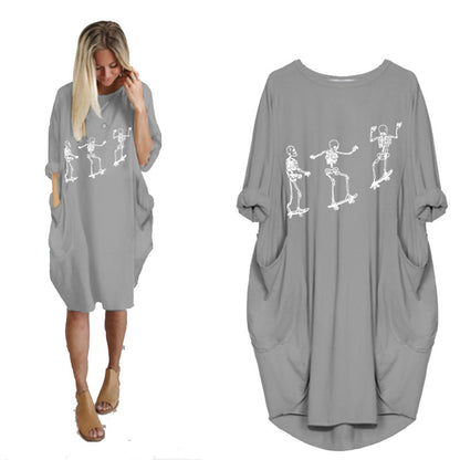 Spooktacular Casual Halloween Pocket Dress – Haunt in Style! | Marvis - Marvis