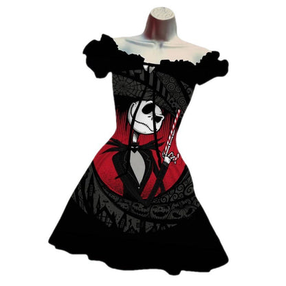 Spooky Chic: Puff Sleeve High Waist Halloween Dress | Marvis - Marvis