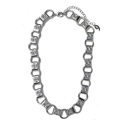 Vintage Charm: Floral Metal Embossed Chain Link Necklace | Marvis - Marvis