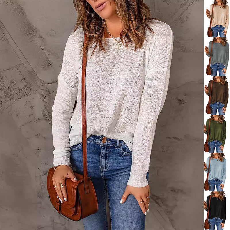 Effortlessly Chic: Solid Round Neck Pullover Sweater | Marvis - Marvis