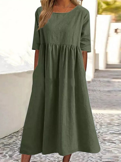 Effortless Charm: Cotton Linen Pocket Dress for Every Occasion | Marvis - Marvis