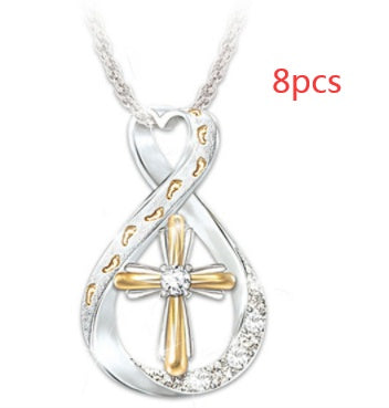 Cross Footprint Diamond Pendant - Two-Tone Elegance | Marvis