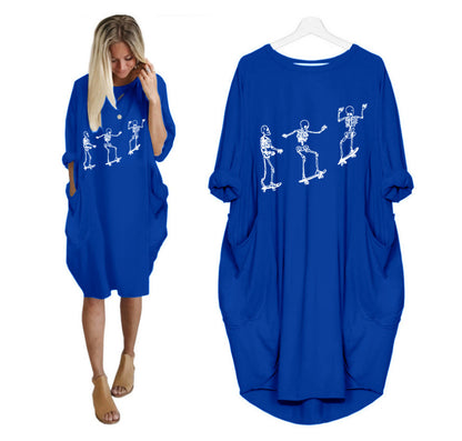 Spooktacular Casual Halloween Pocket Dress – Haunt in Style! | Marvis - Marvis