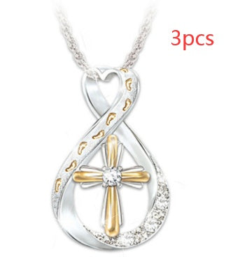 Cross Footprint Diamond Pendant - Two-Tone Elegance | Marvis