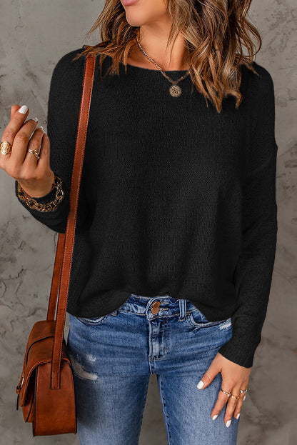 Effortlessly Chic: Solid Round Neck Pullover Sweater | Marvis - Marvis