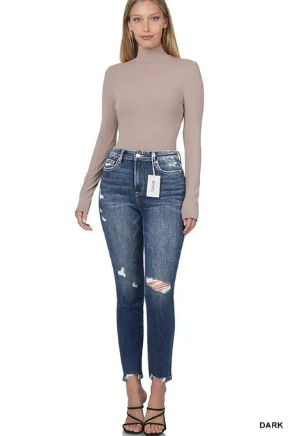 Step Up Your Style with Distressed Hem Skinny Jeans | Marvis - Marvis