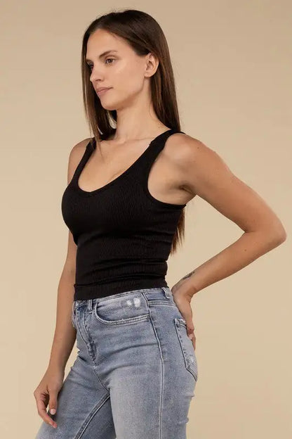 Ribbed Padded V-Neck Tank Top: Comfort Meets Style | Marvis - Marvis