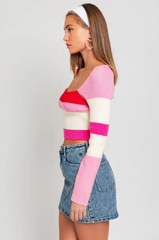 Color Block Stripe Knit Top: Bold & Cozy | Marvis - Marvis