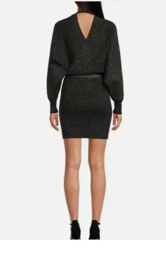 Gianni Bini Alston Sweater Mini Dress: Chic & Cozy in Black Silver | Marvis - Marvis