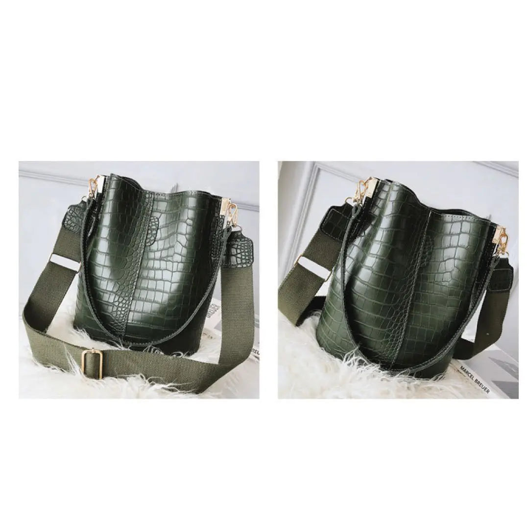 Chic & Functional: Blake Shoulder Bag in Olive Croc | Marvis - Marvis