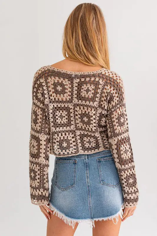 Boho Chic: Long Sleeve Crochet Top | Marvis - Marvis