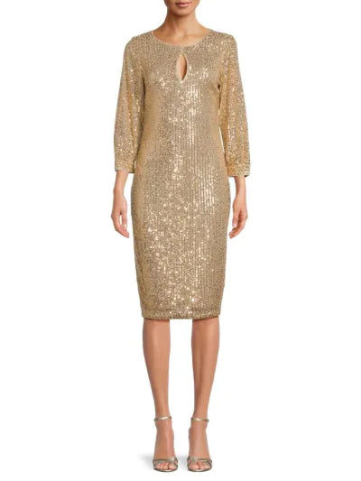 Sparkle & Shine: Kensie 3/4 Sleeve Sequin Sheath Dress | Marvis - Marvis