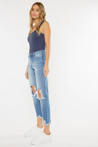 KanCan High-Rise Chewed-Up Mom Jeans – Edgy Comfort Awaits | Marvis - Marvis