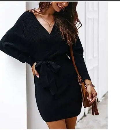 Gianni Bini Alston Sweater Mini Dress: Chic & Cozy in Black Silver | Marvis - Marvis