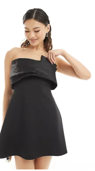 Chic & Charming: Satin Bow Bandeau A-Line Mini Dress | Marvis - Marvis