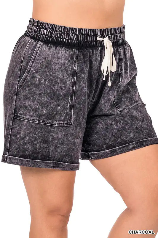 Chic Comfort: Plus Size Mineral Wash Shorts | Marvis - Marvis