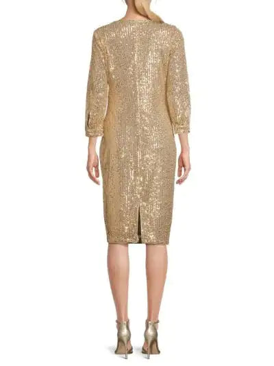 Sparkle & Shine: Kensie 3/4 Sleeve Sequin Sheath Dress | Marvis - Marvis