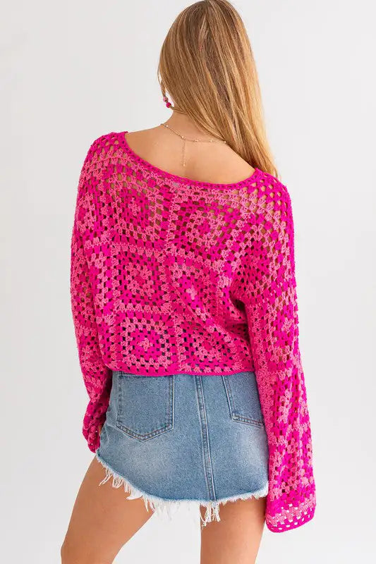 Boho Chic: Long Sleeve Crochet Top | Marvis - Marvis