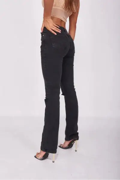 Embrace the Edge: Charcoal Distressed Knee Rip Jeans | Marvis - Marvis