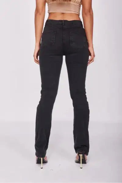 Embrace the Edge: Charcoal Distressed Knee Rip Jeans | Marvis - Marvis