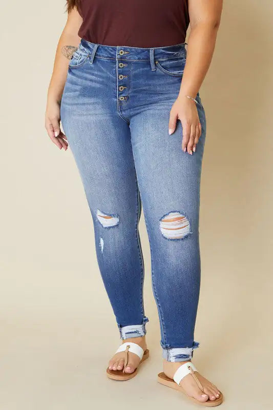 Curve-Flattering KanCan Button Fly Skinny Jeans | Marvis - Marvis