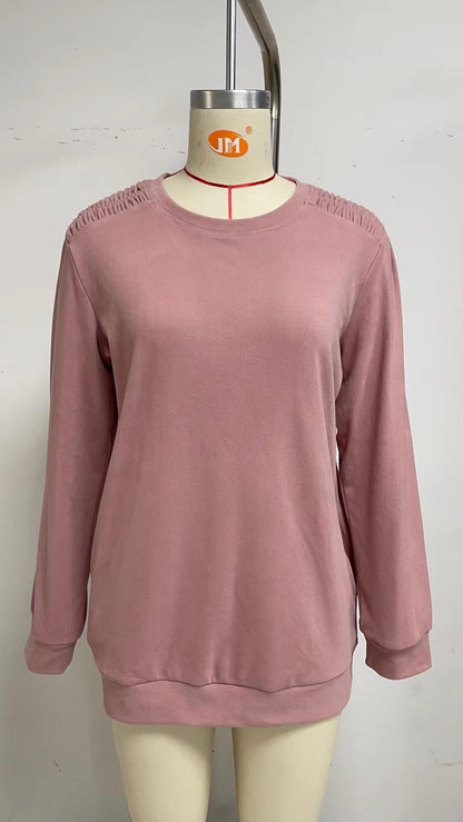 Effortless Style: Long Sleeve Pullover Sweatshirt with Pockets | Marvis - Marvis