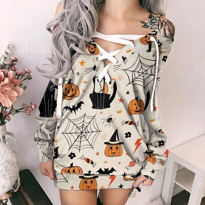 Enchanting Halloween Lace-Up V-Neck Dress - Spookily Stylish! | Marvis - Marvis