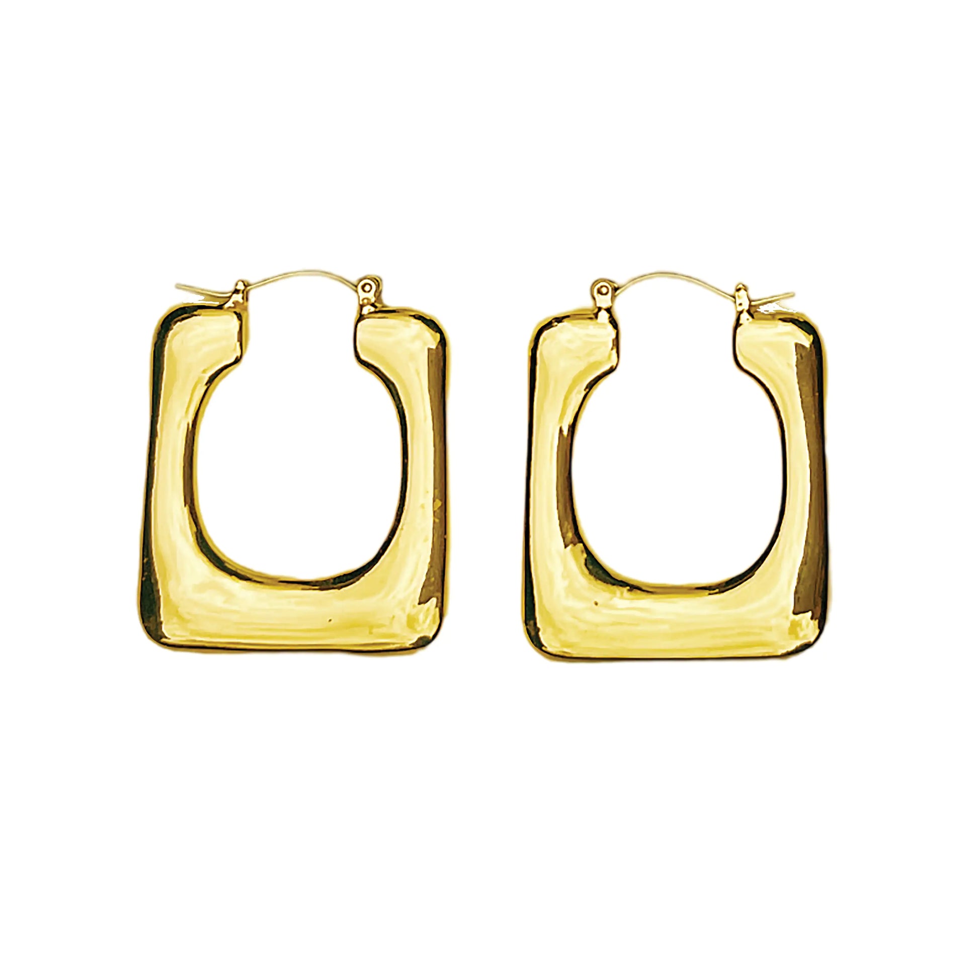 Modern Elegance: Gold Plated Pillow Hoop Earrings | Marvis - Marvis