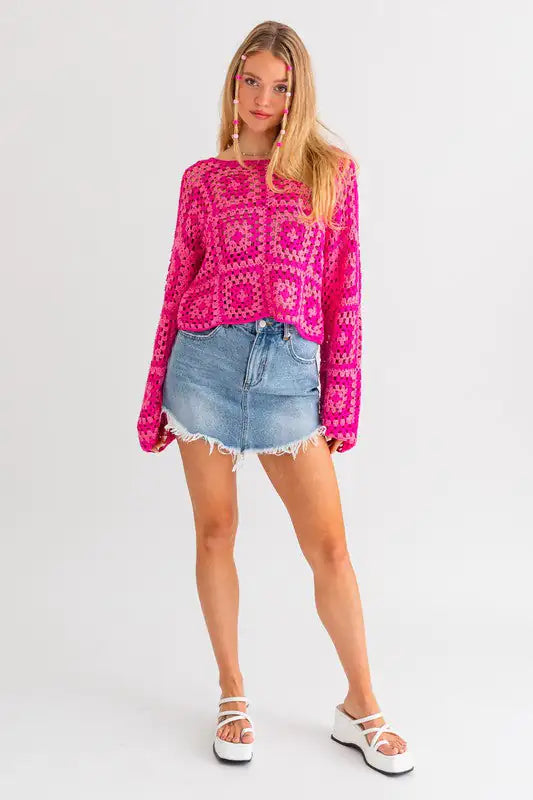 Boho Chic: Long Sleeve Crochet Top | Marvis - Marvis