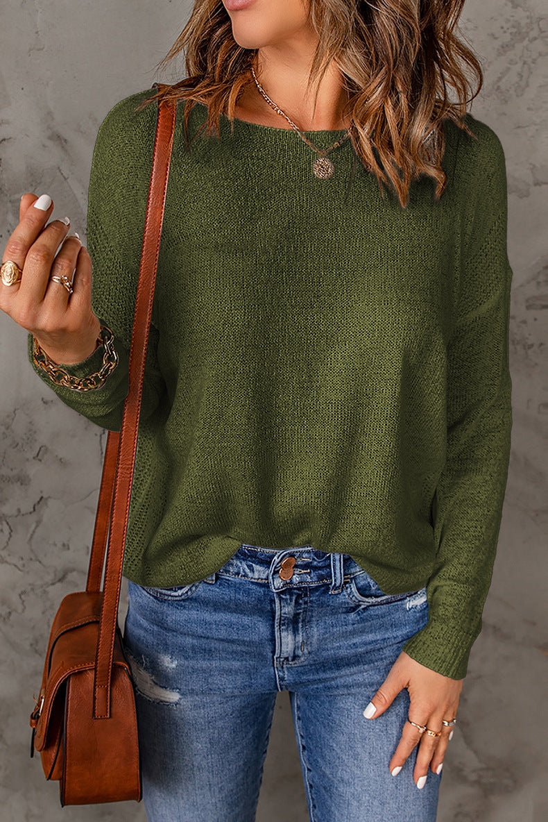 Effortlessly Chic: Solid Round Neck Pullover Sweater | Marvis - Marvis