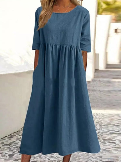 Effortless Charm: Cotton Linen Pocket Dress for Every Occasion | Marvis - Marvis