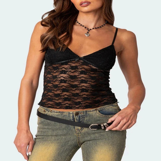 Flirty & Fun: Lace Spaghetti Strap Camisole Top | Marvis - Marvis