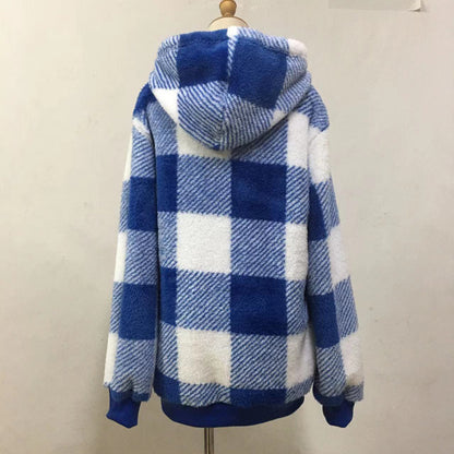 Stay Cozy in Style: Plaid Hooded Plush Sweatshirt with Pockets | Marvis - Marvis