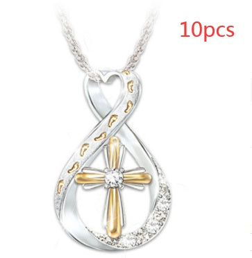 Cross Footprint Diamond Pendant - Two-Tone Elegance | Marvis