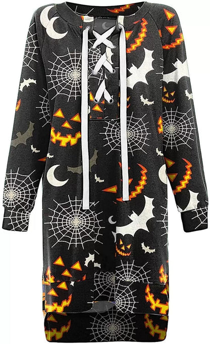 Enchanting Halloween Lace-Up V-Neck Dress - Spookily Stylish! | Marvis - Marvis