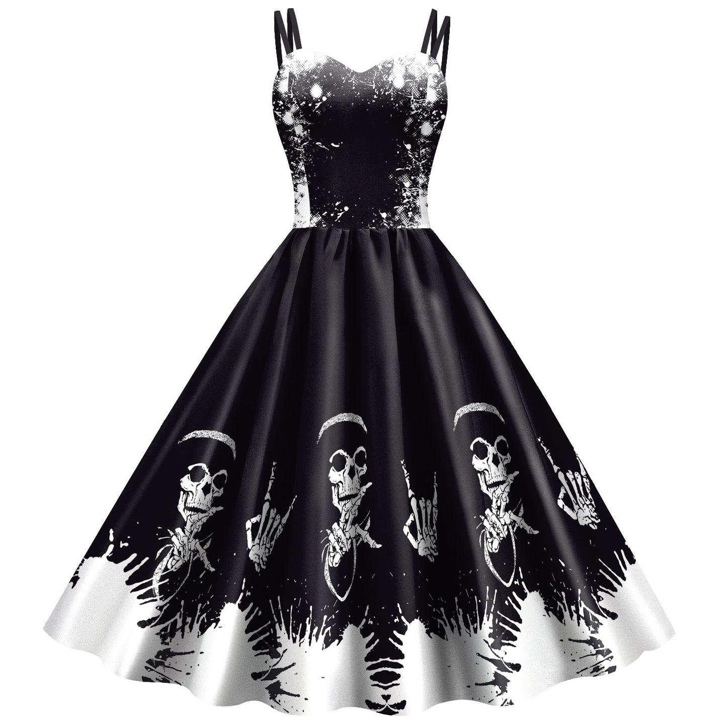 Skull Chic: Halloween Skeleton Print Dress for Fierce Fashionistas | Marvis - Marvis