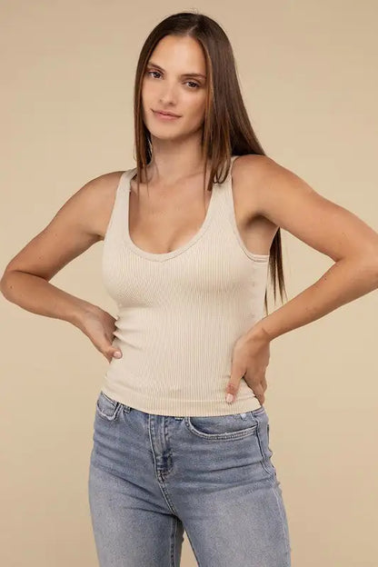 Ribbed Padded V-Neck Tank Top: Comfort Meets Style | Marvis - Marvis