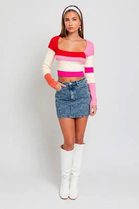 Color Block Stripe Knit Top: Bold & Cozy | Marvis - Marvis