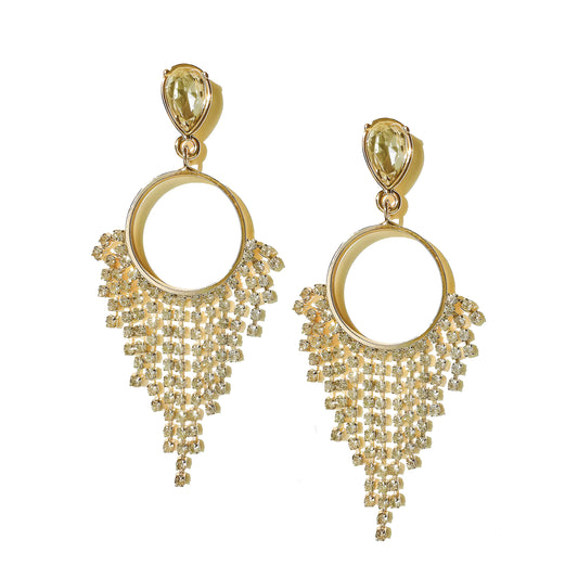 Shimmer & Shine: Rhinestone Chain Fringe Hoop Earrings | Marvis - Marvis