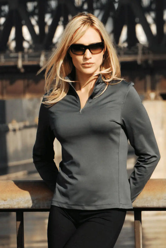 Comfy & Chic: Women's Quarter-Zip Track Suit Pullover Top | Marvis - Marvis