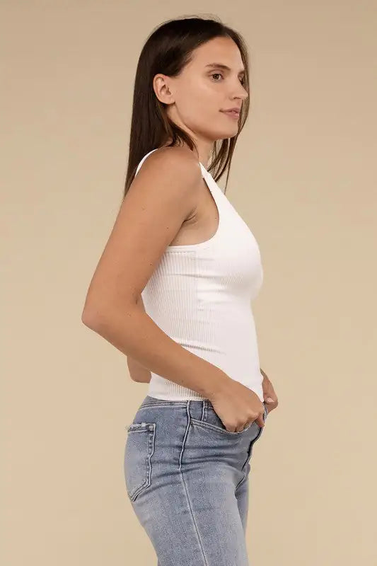 Ribbed Padded V-Neck Tank Top: Comfort Meets Style | Marvis - Marvis