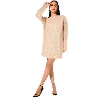 Shimmer & Shine: Rosa Sequin Blouson Sleeve Dress | Marvis - Marvis